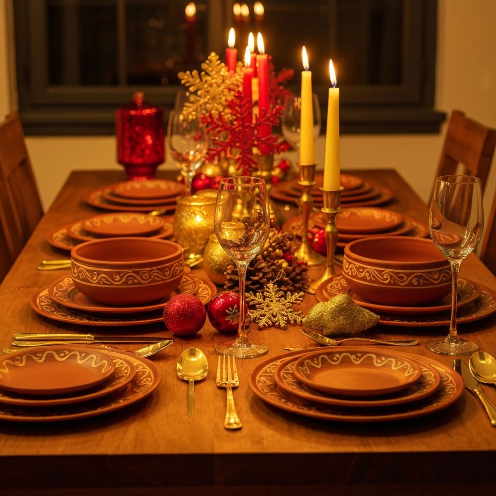 Festive dinner setting at Allora Cafe